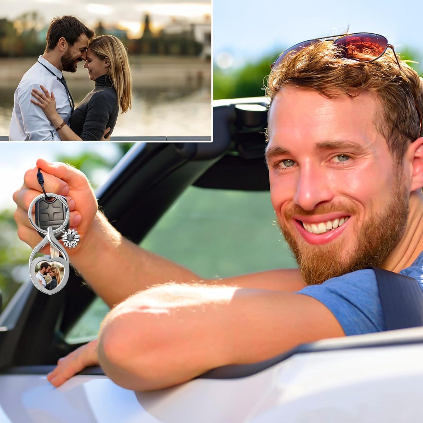 Double Side Custom Keychain with Picture Personalized Engraving Photo Text Customized Gifts for Men Women