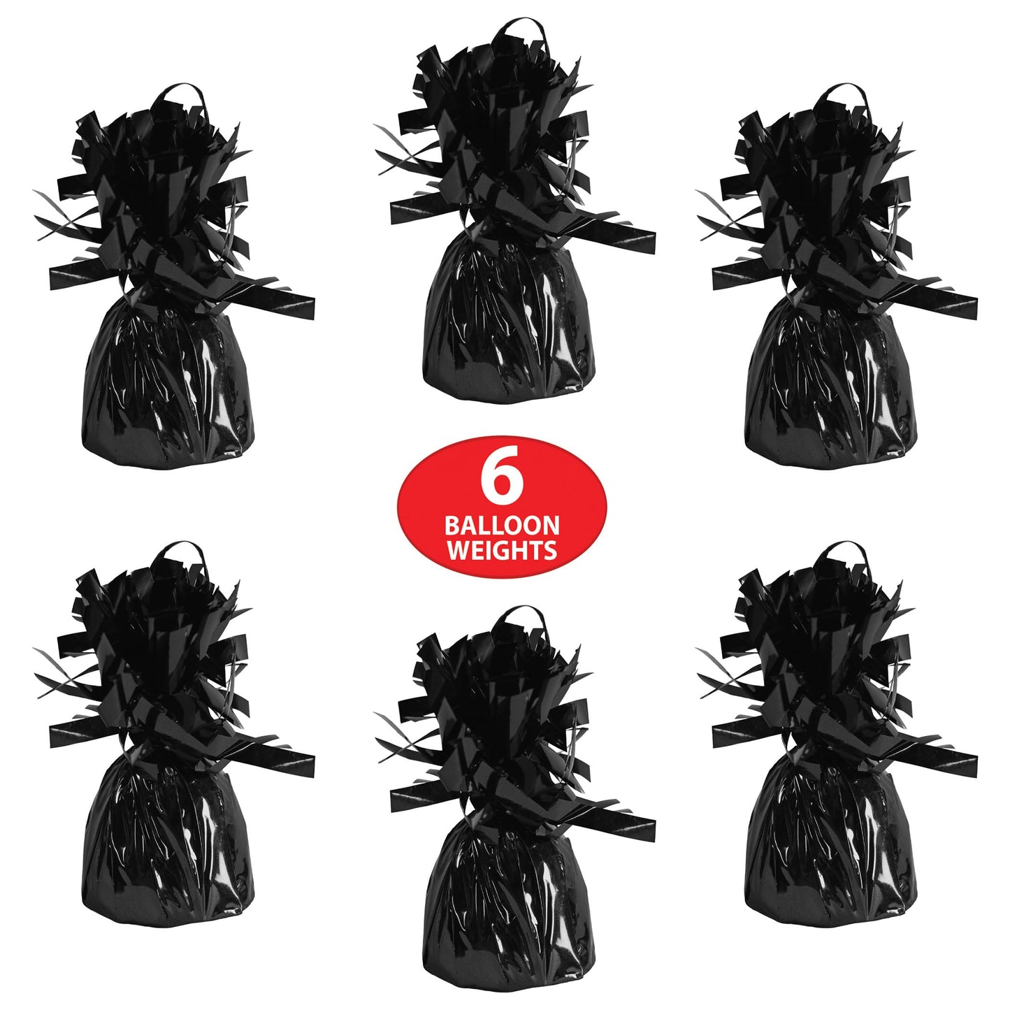 Beistle Wrapped Balloon Weight – 6 Pack, Black Balloon Centerpiece and Bouquet Holders, Party