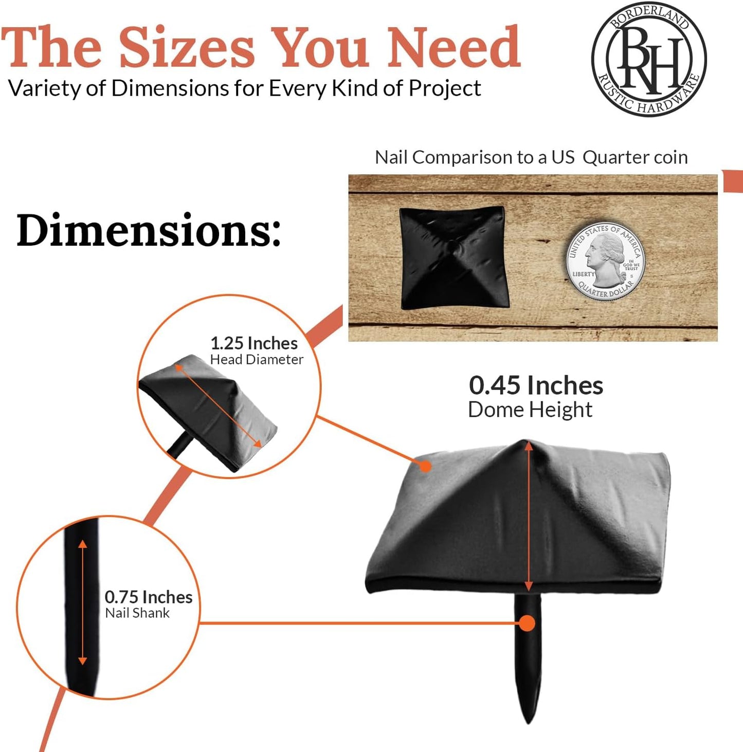 100 Pack 1.25" Square Head Iron Clavos Decorative Nails – Black – Handmade Rustic Square Fasteners for Farmhouse Shutters, Faux Wood Beams, Barn Doors, Shutters, and Gates – Ornamental Wood Accent