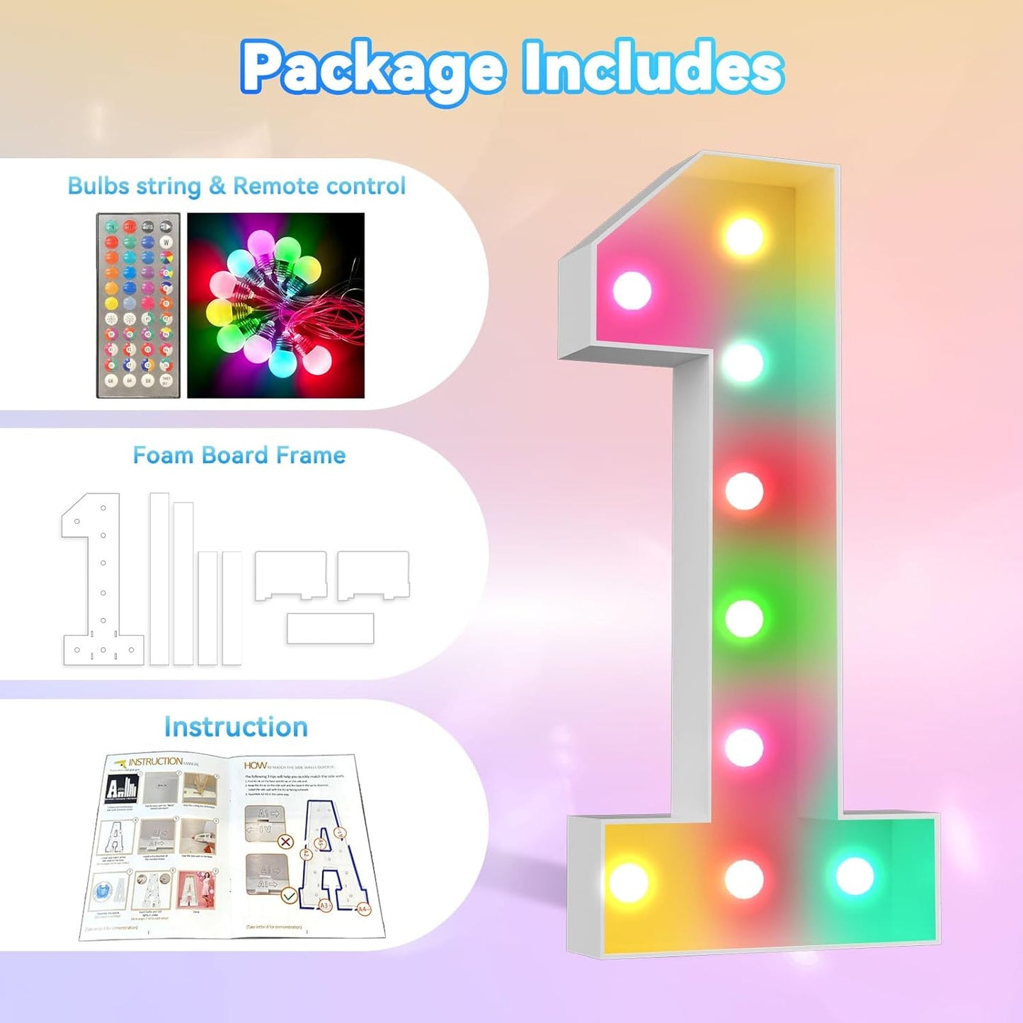 Ledido 4FT Marquee Light Up Numbers, 34 Colors Changing Marquee Numbers 4 Feet Tall with Remote, Big Numbers for Party Wedding Graduation Birthday Decoratoons, Large Light Up Number 6