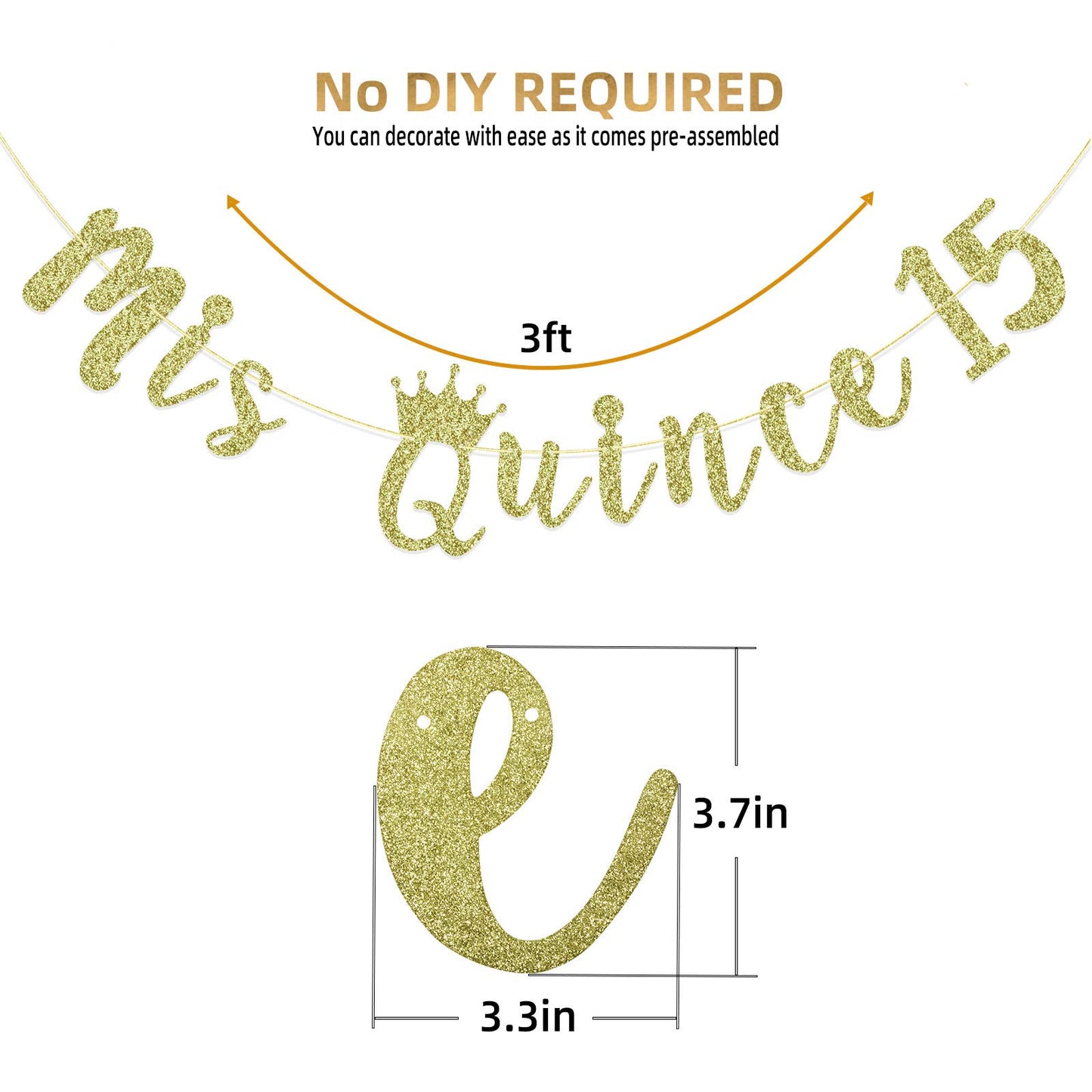 Qttier Mis Quince 15 Banner, 15th Birthday Party Decorations