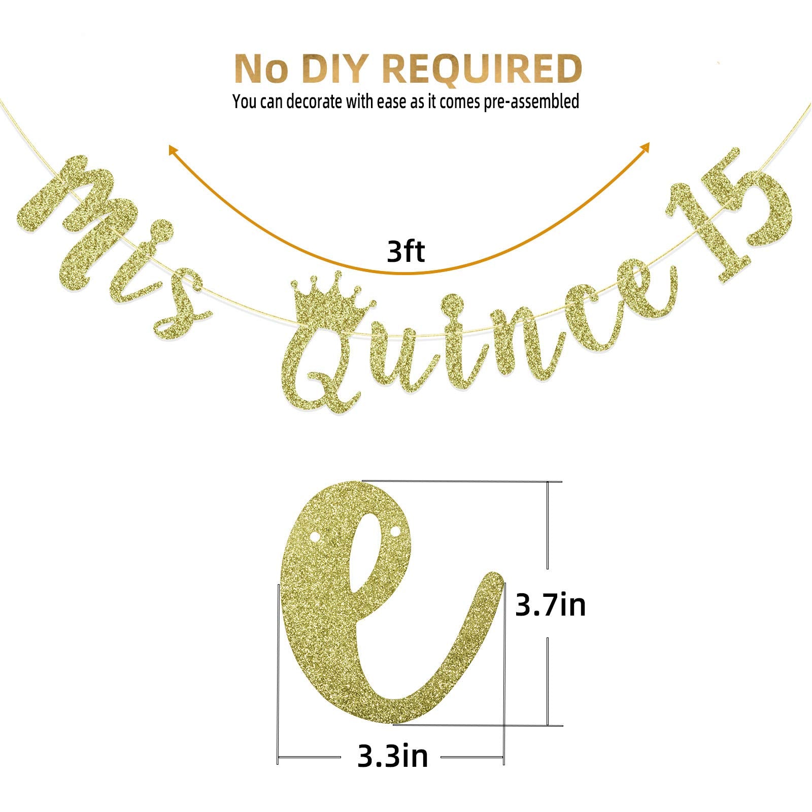 Qttier Mis Quince 15 Banner, 15th Birthday Party Decorations