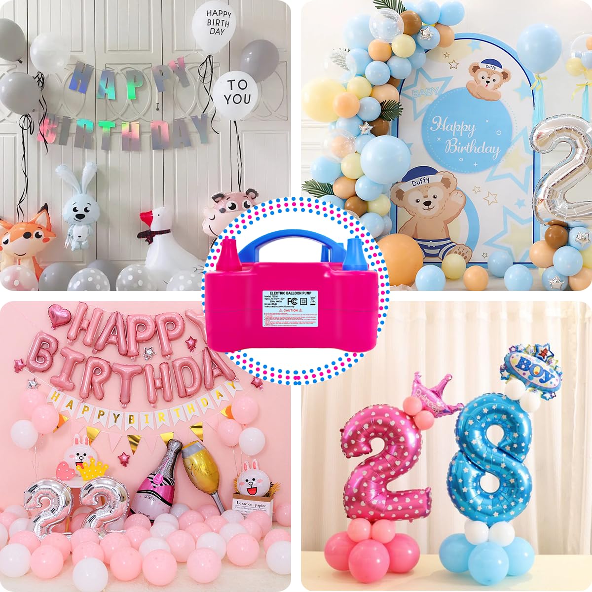 YEPVIE Electric Balloon Pump, Portable 2 Modes Balloon Blower Machine with 14 Balloon Arch Kits