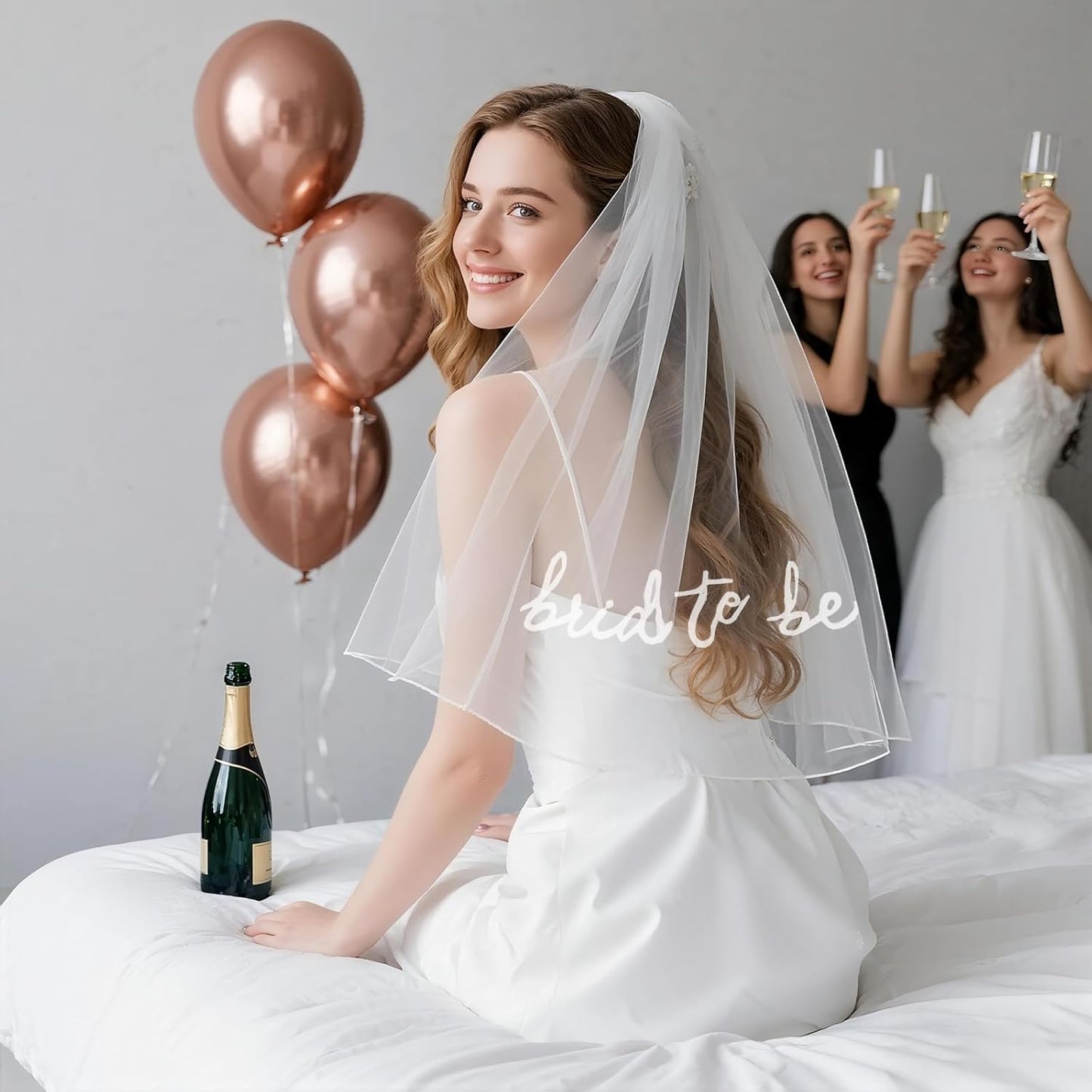 Prometheism Bride to Be Veil Hair Accessories for Bachelorette Party, Bride To Be Headband Decorations,White Headpiece,Gift for Bridal Shower and Engagement Party