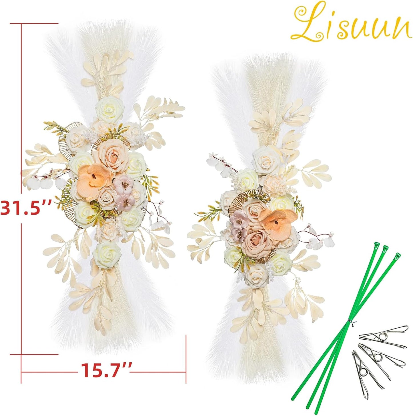 Wedding Arch Flowers, Artificial Flowers for Decoration, Large Flower Swag for Boho Styles Wedding Ceremony Floral Decor - Pack of 2