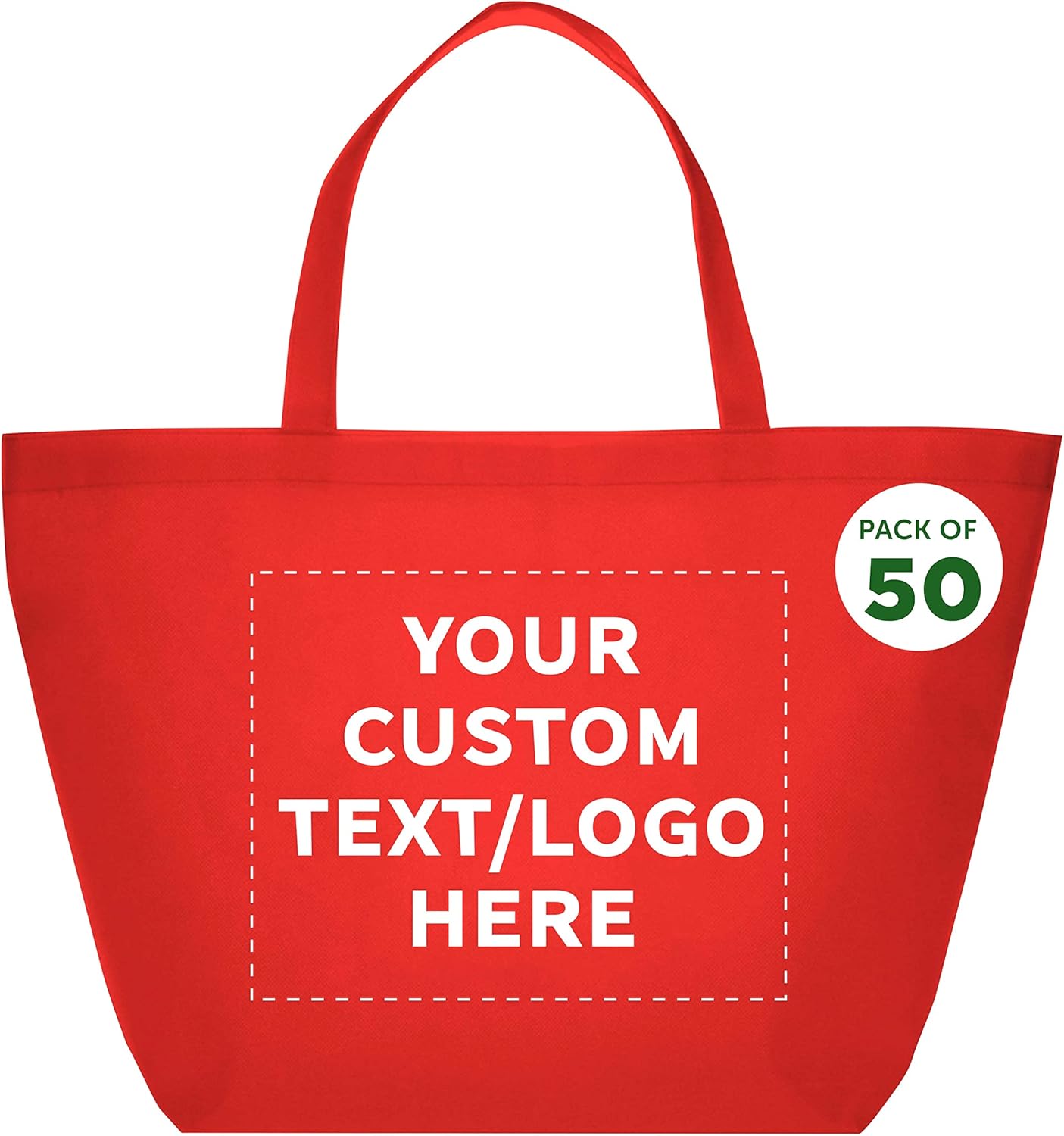 DISCOUNT PROMOS Custom Southern Style Grocery Tote Bags Set of 50 - Personalized Bulk Pack, Reusable Grocery & Shopping Bags - Great for Travel, Business Promotions, July 4th - Red - 20"X13"X8"