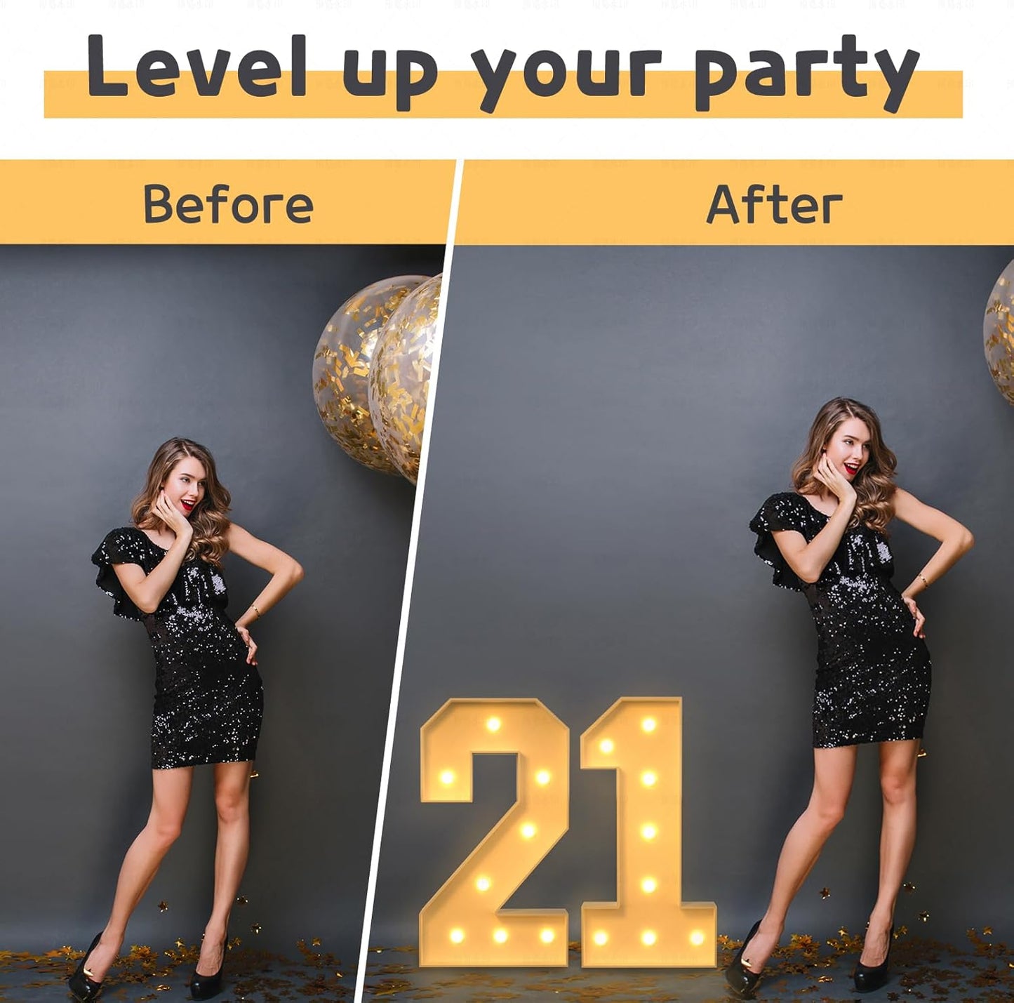 imprsv 3FT Marquee Numbers, Light Up Numbers for 4th 40th Birthday Decorations Anniversary Party Decor, Number 4 Light Up Number, Pre-Cut Foam Board Kit