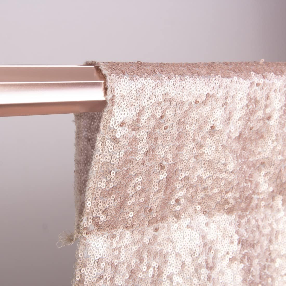 Poise3EHome 6Ft x 6Ft Champagne Sequin Backdrop, Glitter Thick Sequin Background Drapes, Sequence Xmas Thanksgiving Backdrop for Wedding Party Holiday Festival Decor