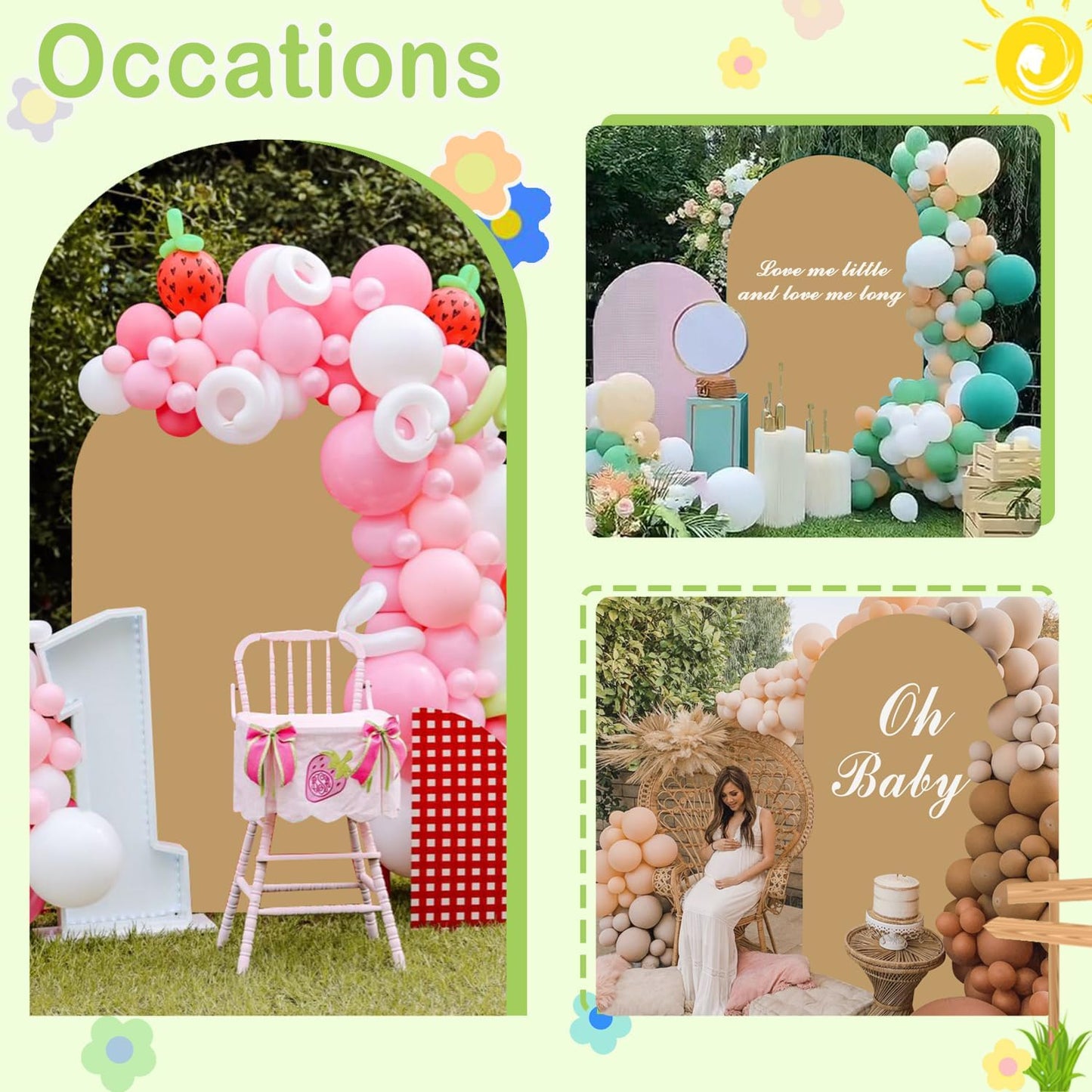 Brown Arch Cover Khaki Wedding-Arch-Cover 7.2ft Tan Arched Stand Covers Round Top Chiara Backdrop Covers Dounble Sided Arches Backdrop for Baby Shower Gender Reveal Party Ceremony
