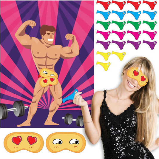 ASTARON Pin The Pants Party Games Bridal Shower Games Large Poster 24 Player Stickers Party Games Girls Night Party Games