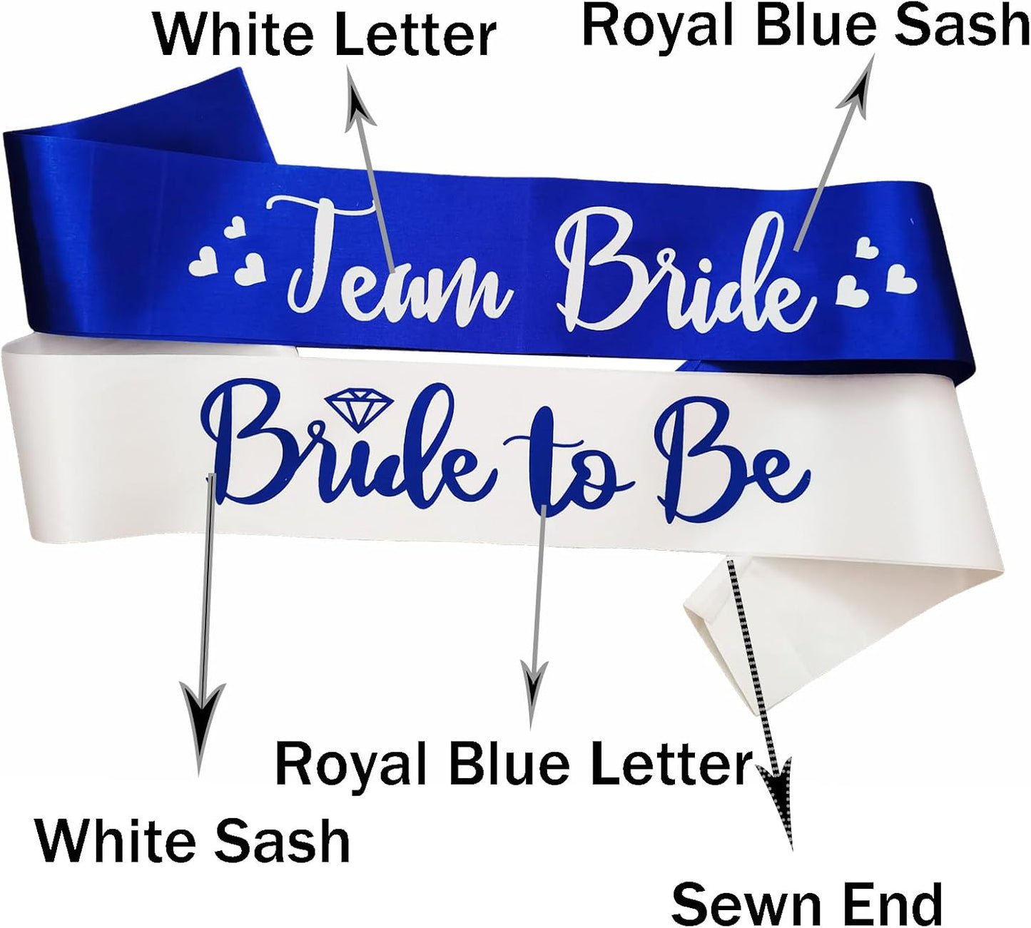 7 Pack Bachelorette Sashes Royal Blue, 1 White Bride to Be Sash and 6 Team Bride Sashes Bridal Shower Sash Fun Bridesmaid Sashes for Bachelorette Wedding Party