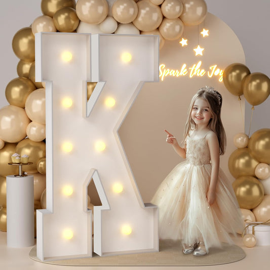 JoyMuse 4FT Marquee Light Up Letters,Large Marquee Letters 4 Feet Tall for Marry Me Proposal Decorations Big 4FT Letters with Lights for Baby Shower Party Decor, Letter K