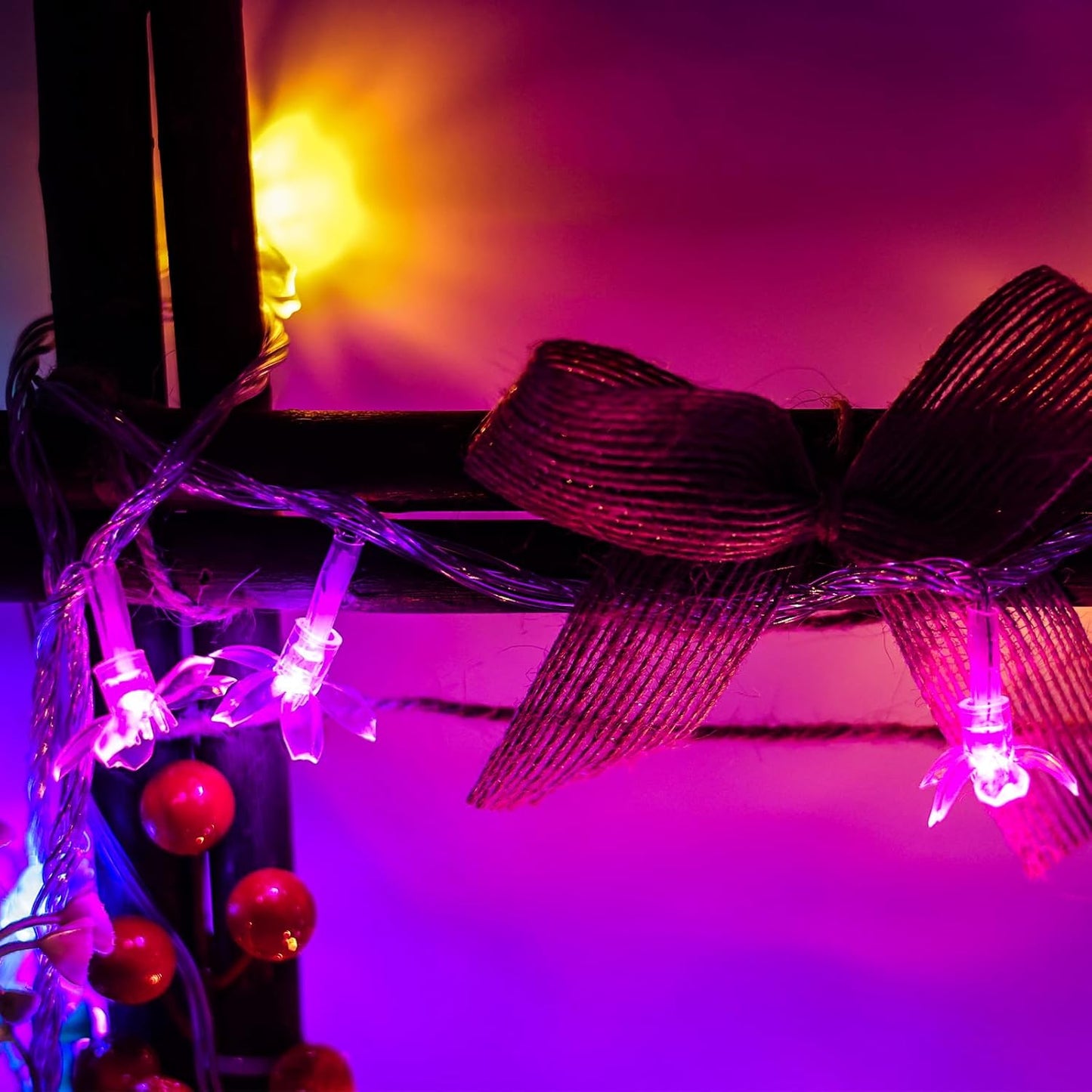 Decorative Flower String Lights, 33ft 100 LED Clear Wire Plug in Fairy Lavender Cherry Blossom Easter Christmas Hanging Decorations, Violiet Wedding Party Indoor Outdoor Decorations (Purple)