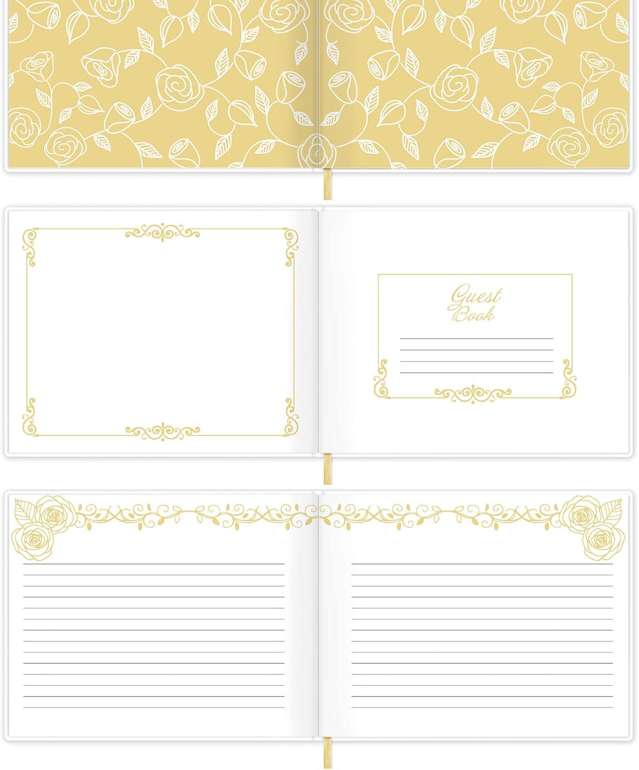 Vienrose Wedding Guest Book Registry Sign-in Book with 123 Blank Lined Pages Gilded Edges Hardcover Book for Wedding Baby Shower Birthday
