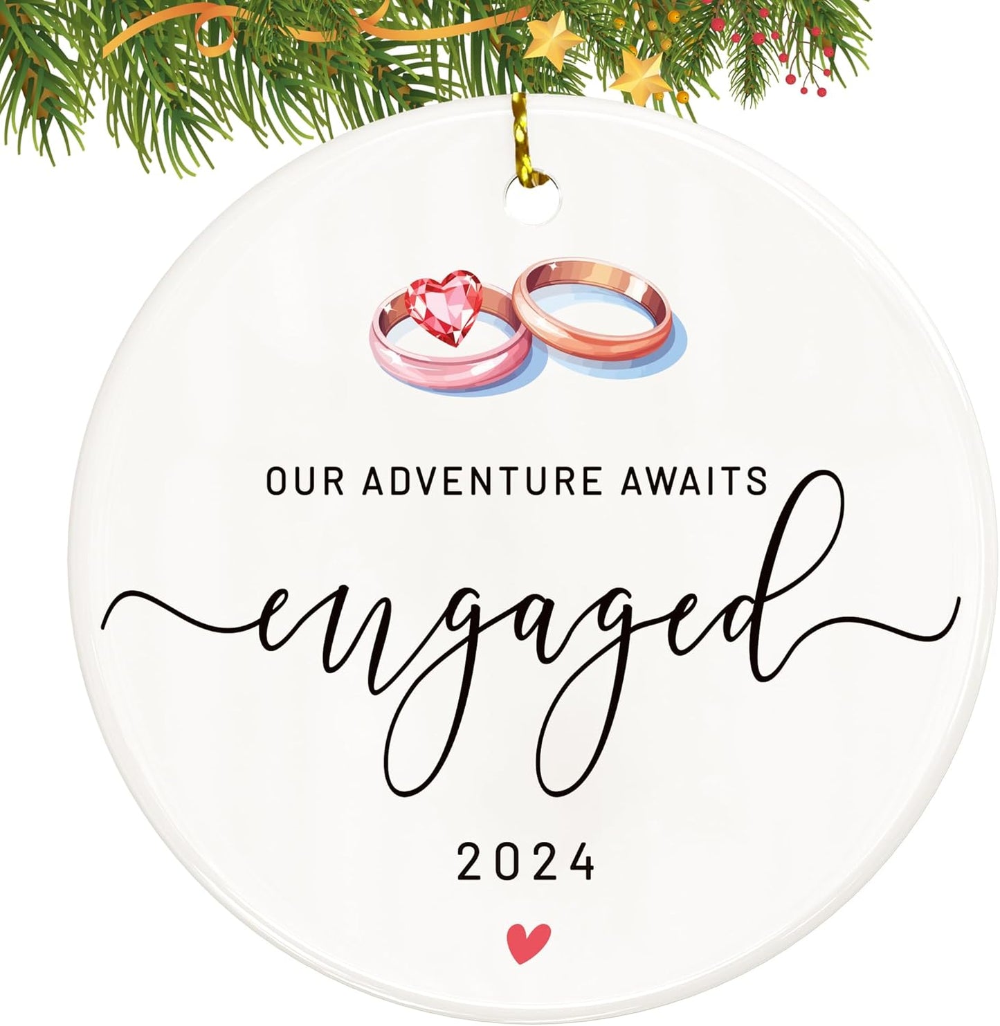 Engagement Christmas Ornament for Newly Engaged - Just Engaged Gift for Bride to Be by [Brand]
