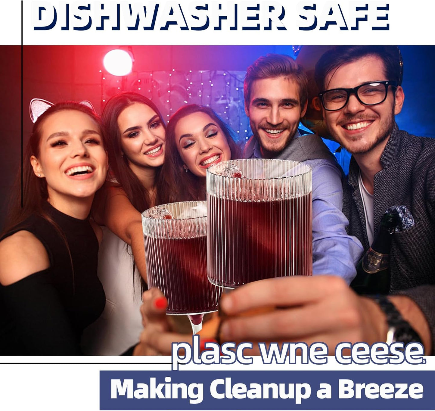 Plastic Goblets Wine Glasses - 12Oz Acrylic Wine Glasses Origami Unbreakable Clear Plastic Cocktail Glasses Recyclable Shatterproof Reusable Wine Cups for Parties & Weddings (Transparent)