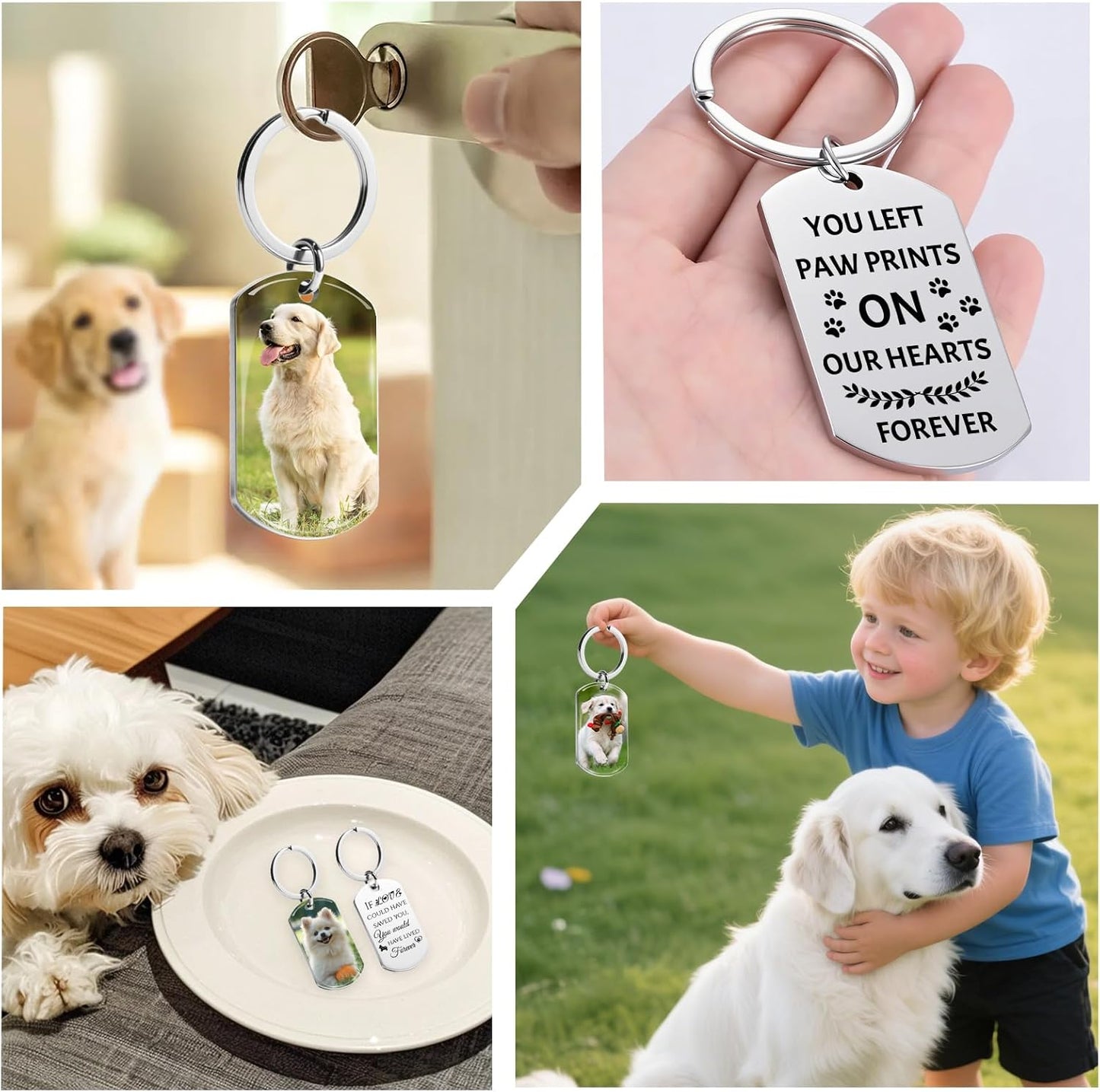 Custom Dog Memorial Photo Keychain Personalized Sympathy Gifts for Loss of Dog Memorial Passing Away Gifts for Dog Cat Lovers (03-Silver)