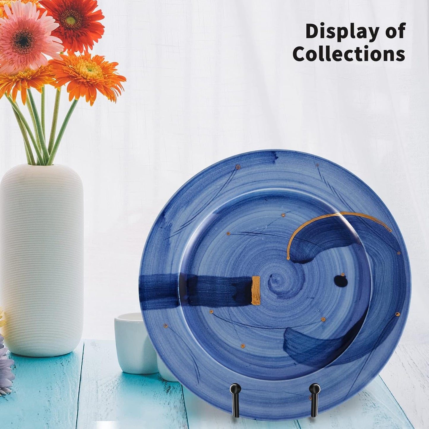 Decolore 5 Pack 4.5 Inch Display Stands Black Iron Easel for Plate Stand Plate Holder for Picture, Decorative Plate, Photo Easel, Artistic Work Display Stand, Picture Frames