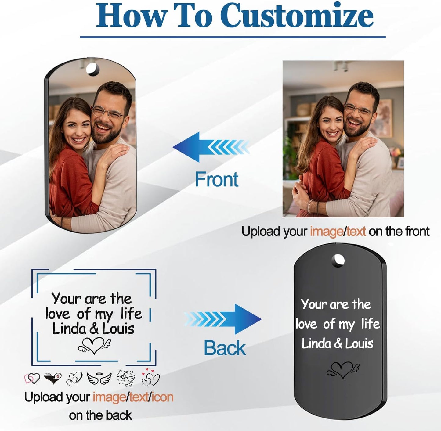 Custom Keychain with Picture, Personalized Keychain with Engraved Photo/Text, Gifts for Family and Friends