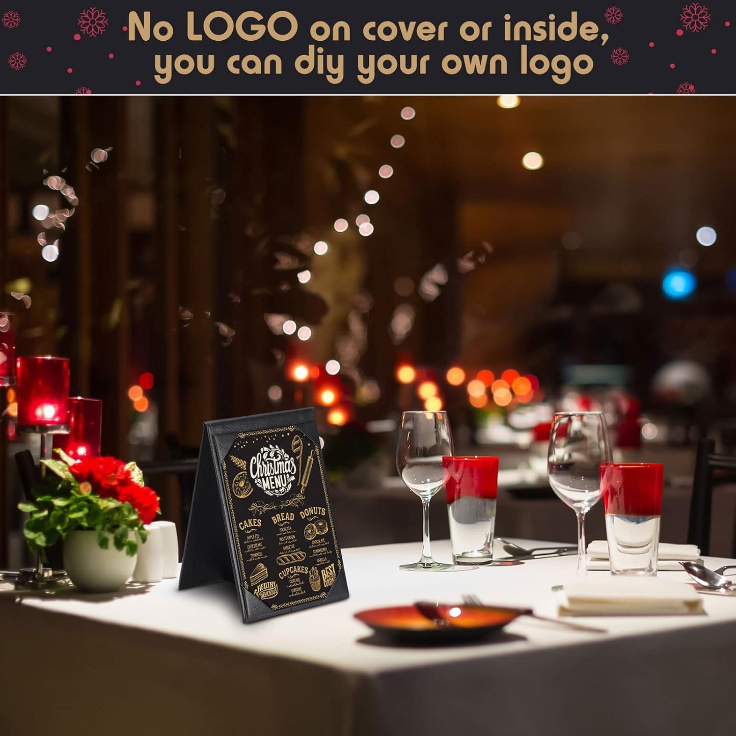 Gerrii Leatherette Table Tents Black PU Leather Menu Covers Bulk Double Sided Frame Sign Holders 2 Side Drink Dessert Menu Folders for Restaurant Coffee Cafe Bar Wedding Supplies(30 Pack,4 x 6 Inch)