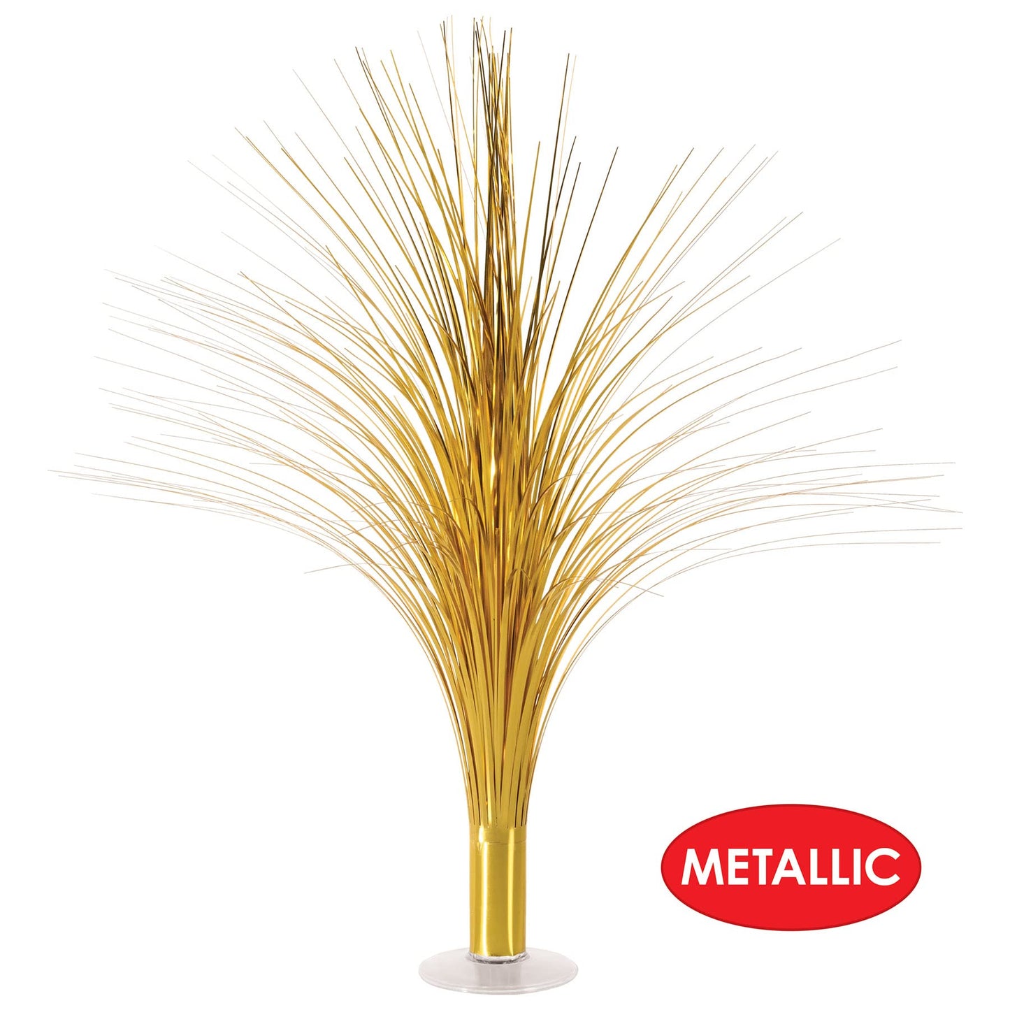 Beistle Metallic Spray Centerpieces - 2-Pack Elegant Gold Table Decorations with Clear Base