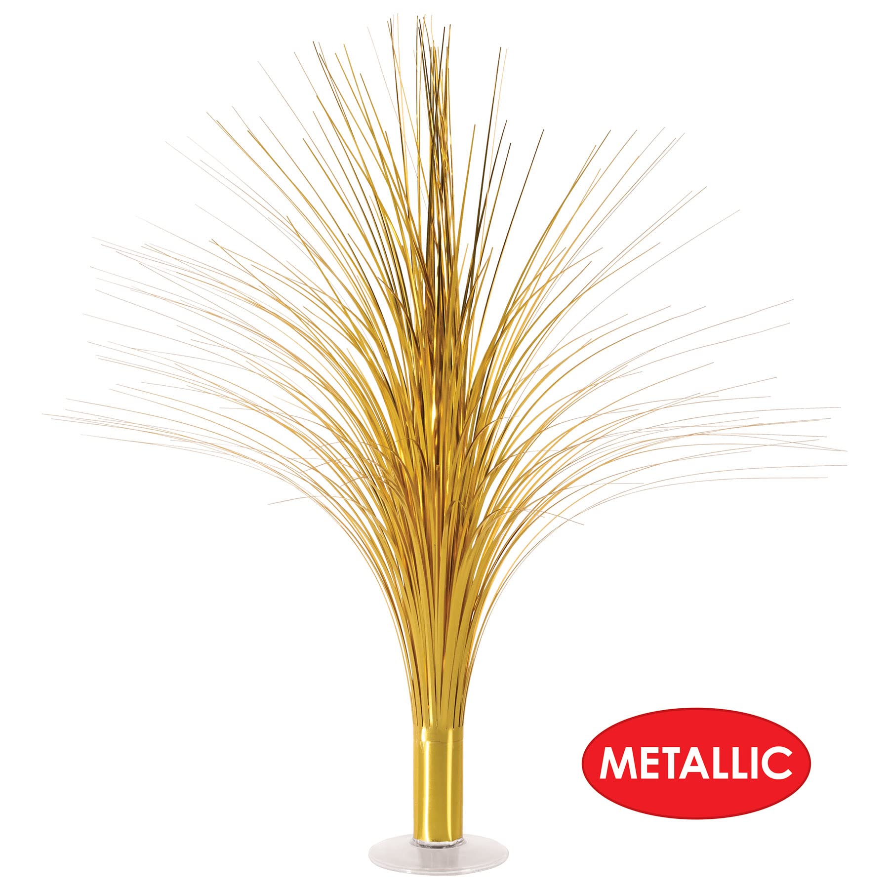 Beistle Metallic Spray Centerpieces - 2-Pack Elegant Gold Table Decorations with Clear Base