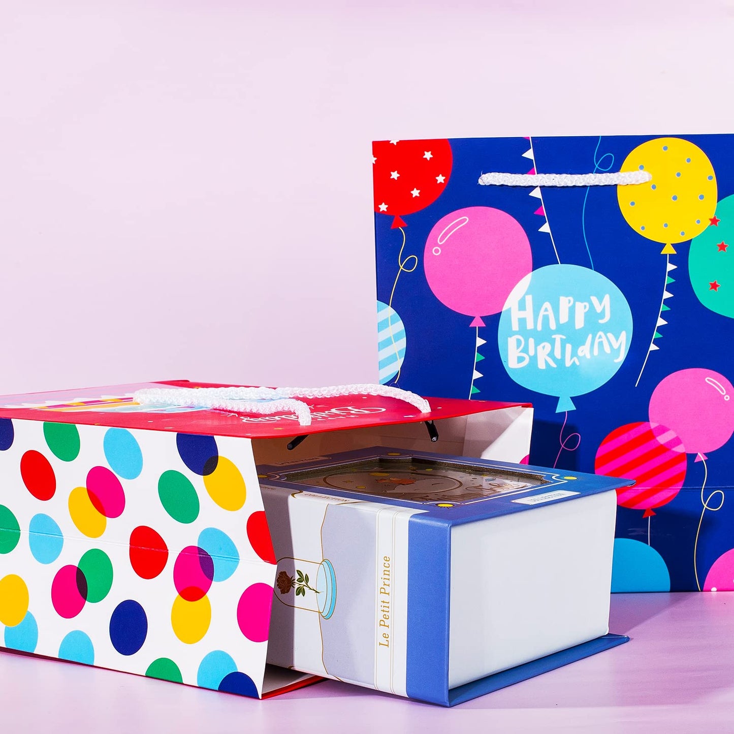 Birthday Gift Bag with Handle and Tissue Paper, 12 Pcs Gift Bags Assorted Sizes and Designs, Large