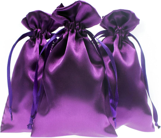 4" x 6" Purple Satin Gift Bags, Jewelry Bags, Wedding Favor Silky Drawstring Bags Baby Shower Christmas Gift Bags 50 per Pack