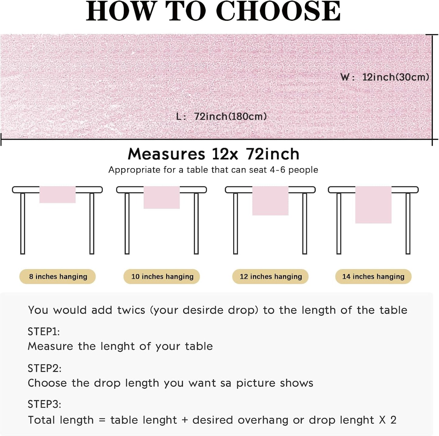 2 Packs 12 x 72 inches Sequin Table Runner, Pink Glitter Table Runner for Birthday Party Supplies Wedding Engagement Baby Shower Holiday Celebration Event Decorations