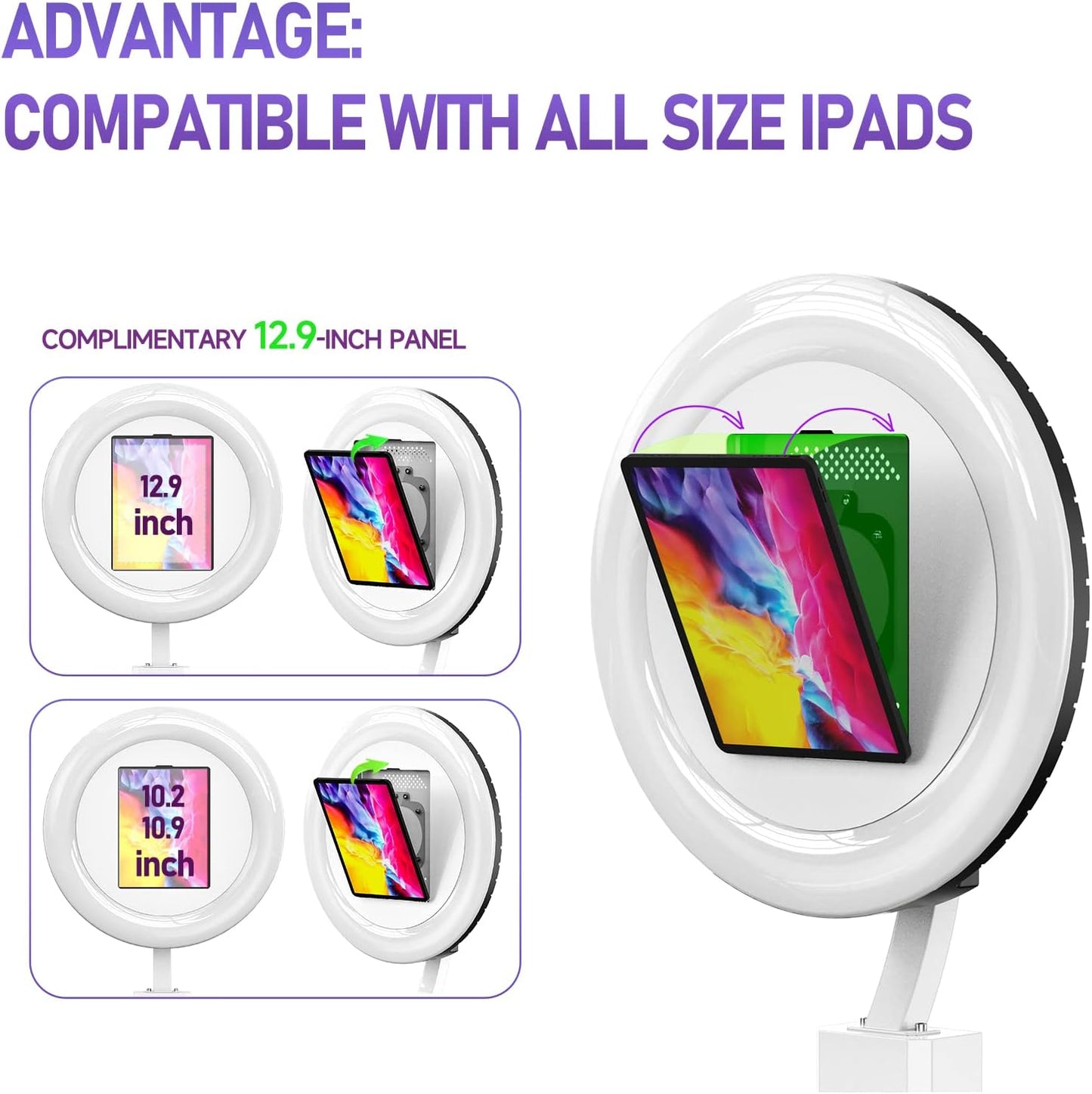 HARZHI Portable Photo Booth Compatible with Ipad 12.9in 10.9in 10.2in,for Ipad Photo Booth Shell Stand Stand Provide Chacktok PhotoBooth Software for Party and Wedding, Flight Case