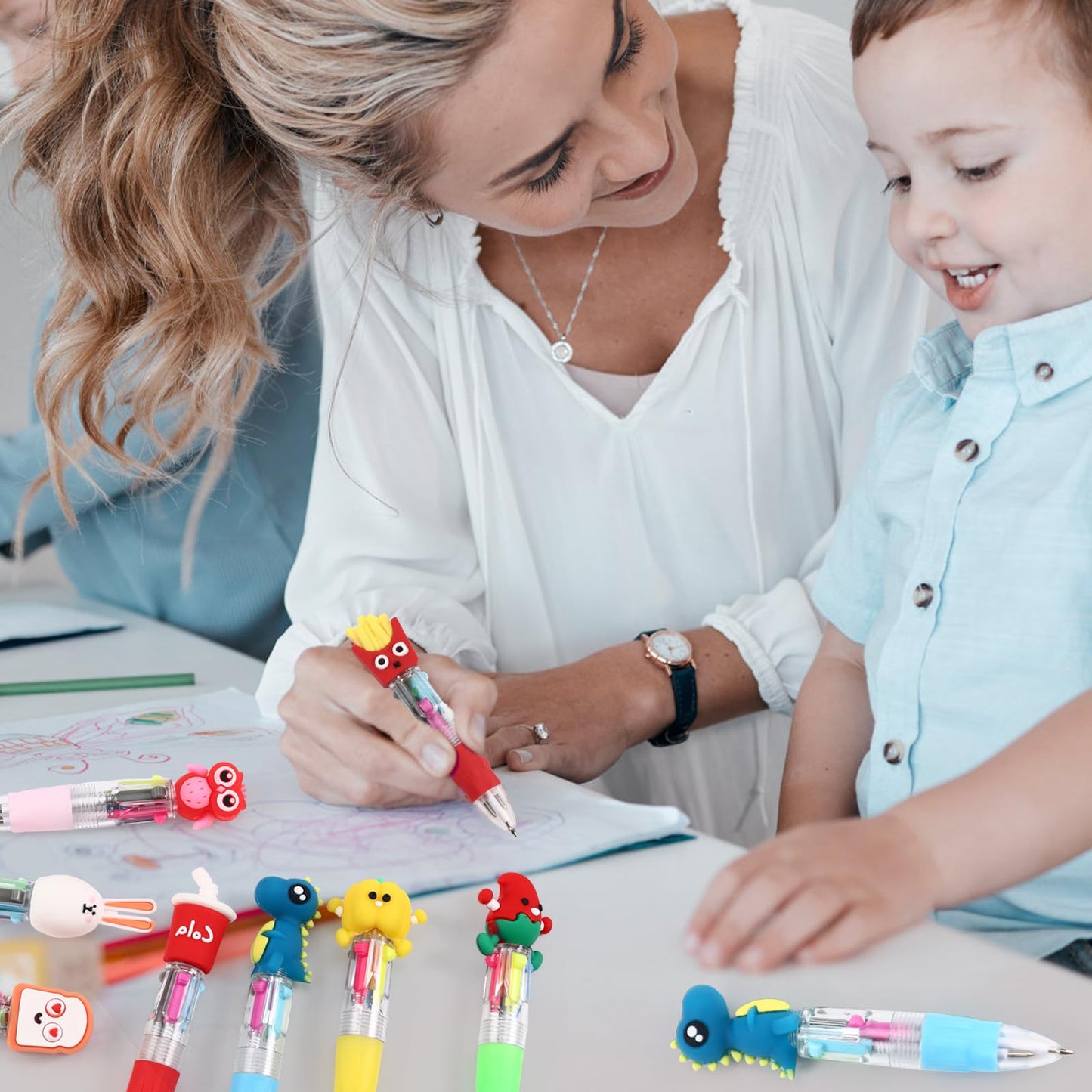 CZWZ 20Pcs Mini Multicolor Pens in One 4-in-1 Cute Pens Bulk for Kids, Fun Kawaii Ballpoint Pens