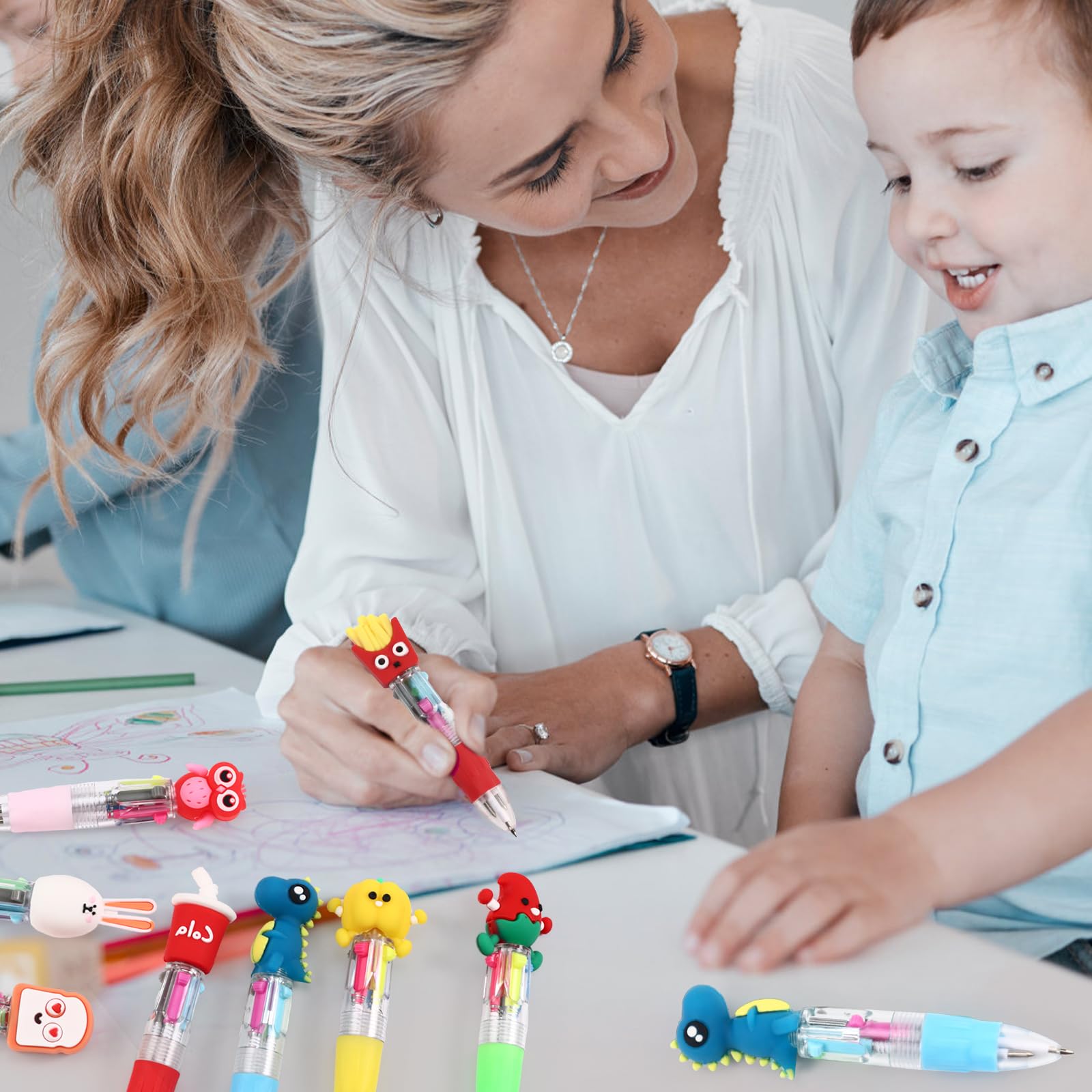 CZWZ 20Pcs Mini Multicolor Pens in One 4-in-1 Cute Pens Bulk for Kids, Fun Kawaii Ballpoint Pens