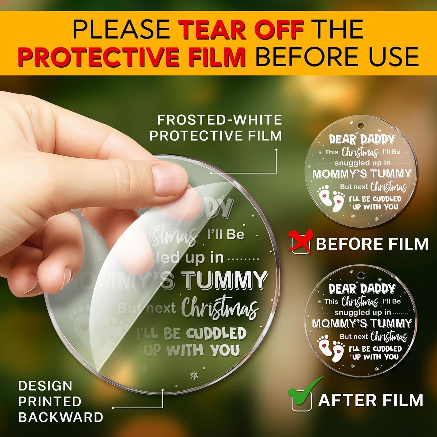 HEXMOZ First Time Dad Gifts - New Dad Gifts - Bumps First Christmas Ornament - Pregnancy Announcement for Husband, Soon to Be Daddy, 1st Time Daddy Gift - Expecting Baby on The Way