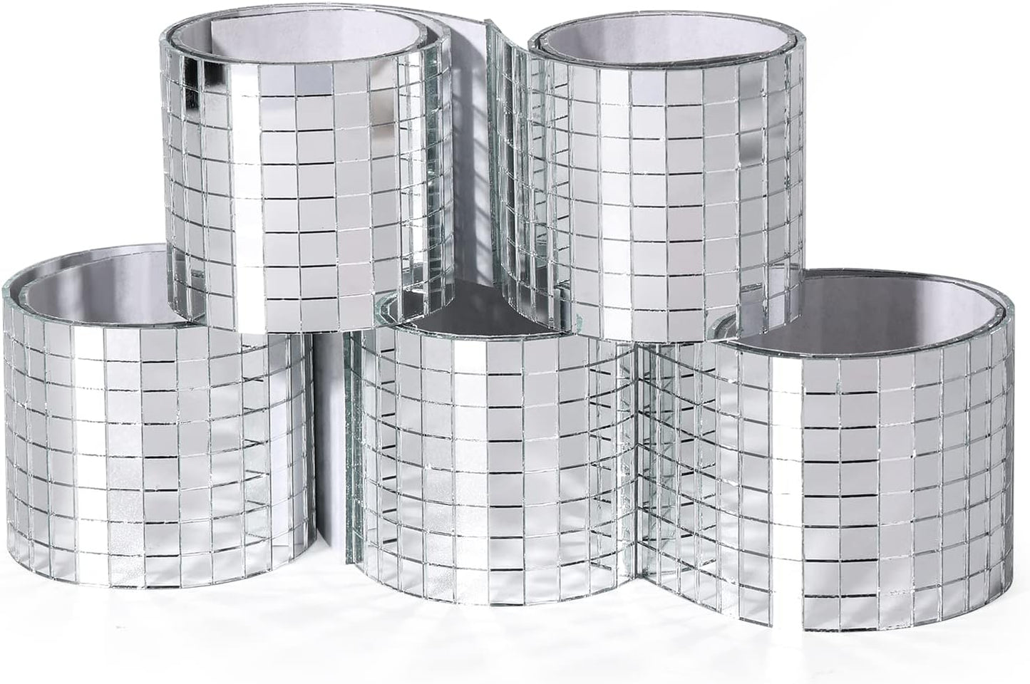 PP OPOUNT 2360 PCS Self Adhesive Mosaic Tiles, 5 x 5 mm Disco Tiles, Square Mirror Mosaic Tiles for Interior Decoration, DIY Disco Ball, Card Making and Art Collage