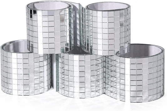 PP OPOUNT 2360 PCS Self Adhesive Mosaic Tiles, 5 x 5 mm Disco Tiles, Square Mirror Mosaic Tiles for Interior Decoration, DIY Disco Ball, Card Making and Art Collage