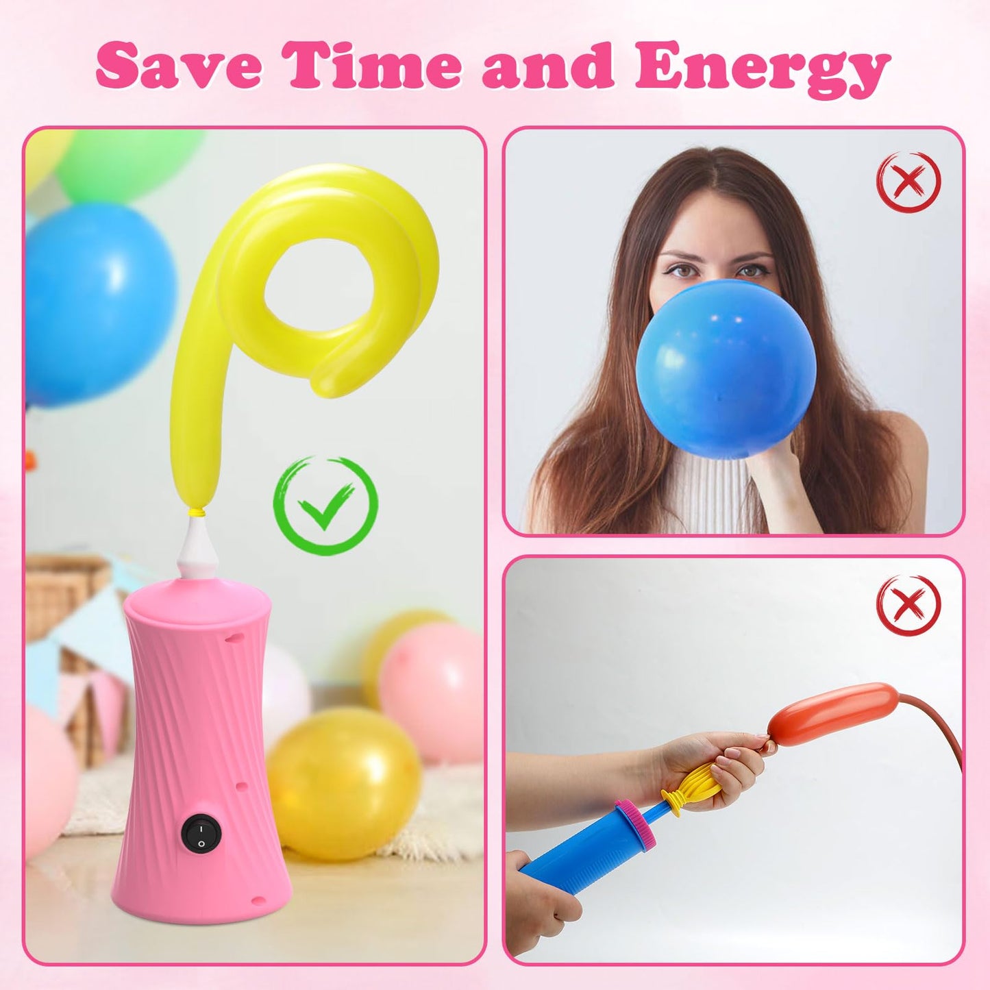 AXHJ Electric Air Balloon Pumps, Portable Balloon Inflators Blower Machine for Long Balloons, Foil