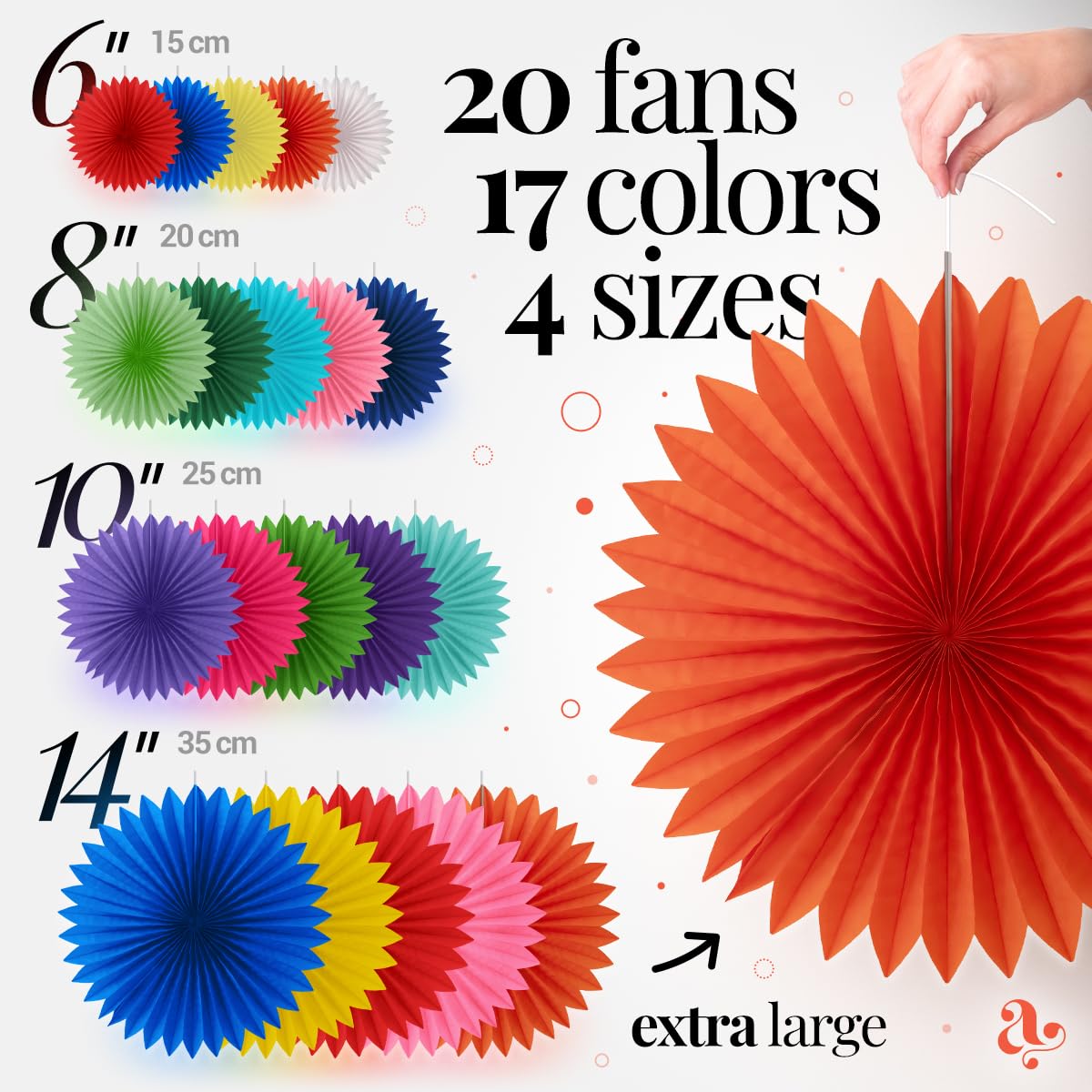 Colorful Paper Fans - Rainbow Party Decorations - Happy Birthday Decorations for Women, Men and
