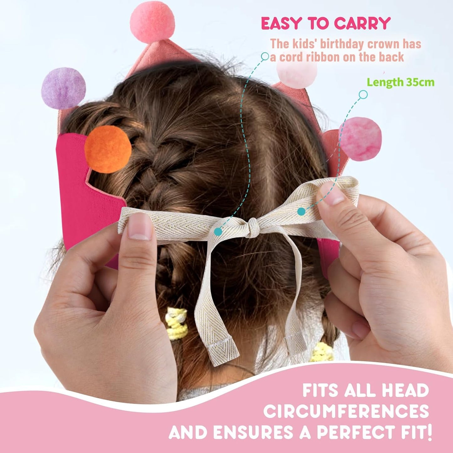 Reusable Birthday Crown with Numbers,Kids Birthday Hat Fabric Crown Pertain Kids Boy Toddler Girl Baby Bday Hats