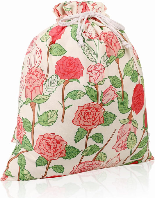 Drawstring Gift Bags,Extra Large 24"x 20" | Premium Canvas Storage Bags | Reusable Fabric | Perfect for Baby Showers,Birthday Parties | Rosy