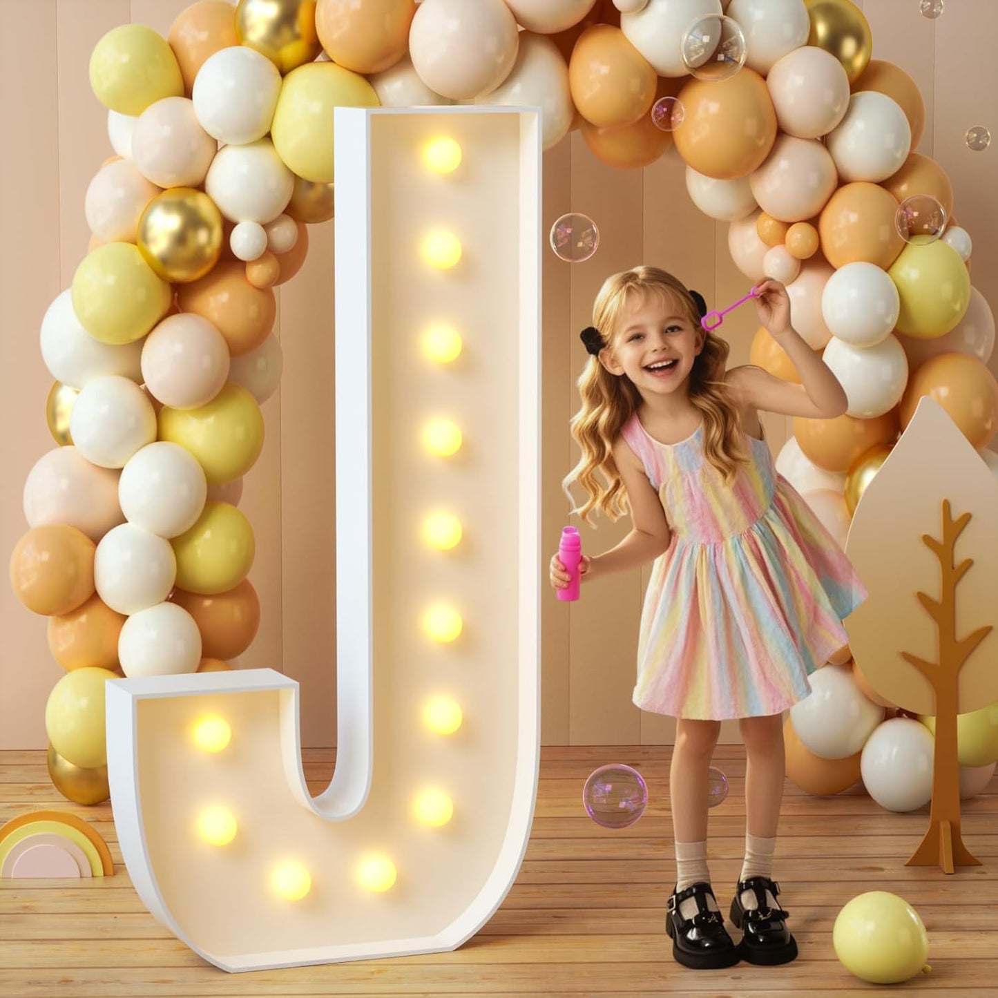imprsv Marquee Light Up Letters, 4FT Mosaic Letters with Light for Baby Shower Graduation Party Decor, Large J for Engagement Wedding Party Decorations (Need to Assemble)