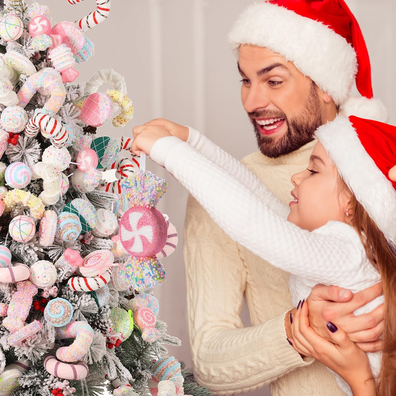 LANGXUN 6pcs Candy Land 2025 Xmas Birthday Party Wedding Suppiles Decoration, Hanging Candy Cane Christmas Tree Décor, Christmas Decorative Hanging Ornaments Crafts