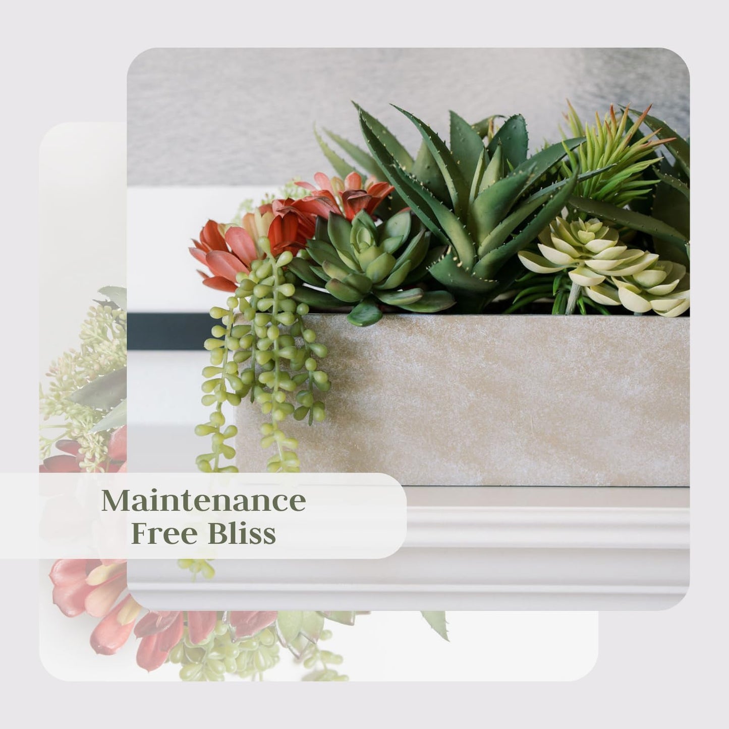 Oblong Faux Succulent Arrangement, 27" Premium Artificial Indoor Plant Enhances Interior Design, Display on Any Surface in Your Home Adding an Inviting Touch of Nature, Natural Planter Pot Included