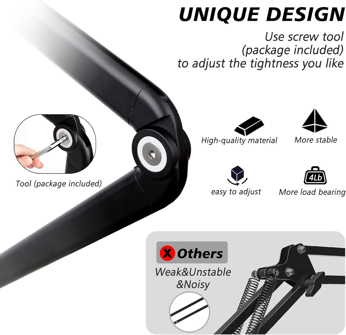 SUNMON Mic Stand Boom Arm - Microphone Arm Compatible with HyperX QuadCast, 360° Rotation Microphone Stand, Weighted Metal Mic Boom Arm for HyperX QuadCast,Blue Yeti,Shure MV7,Rode and Most Gaming