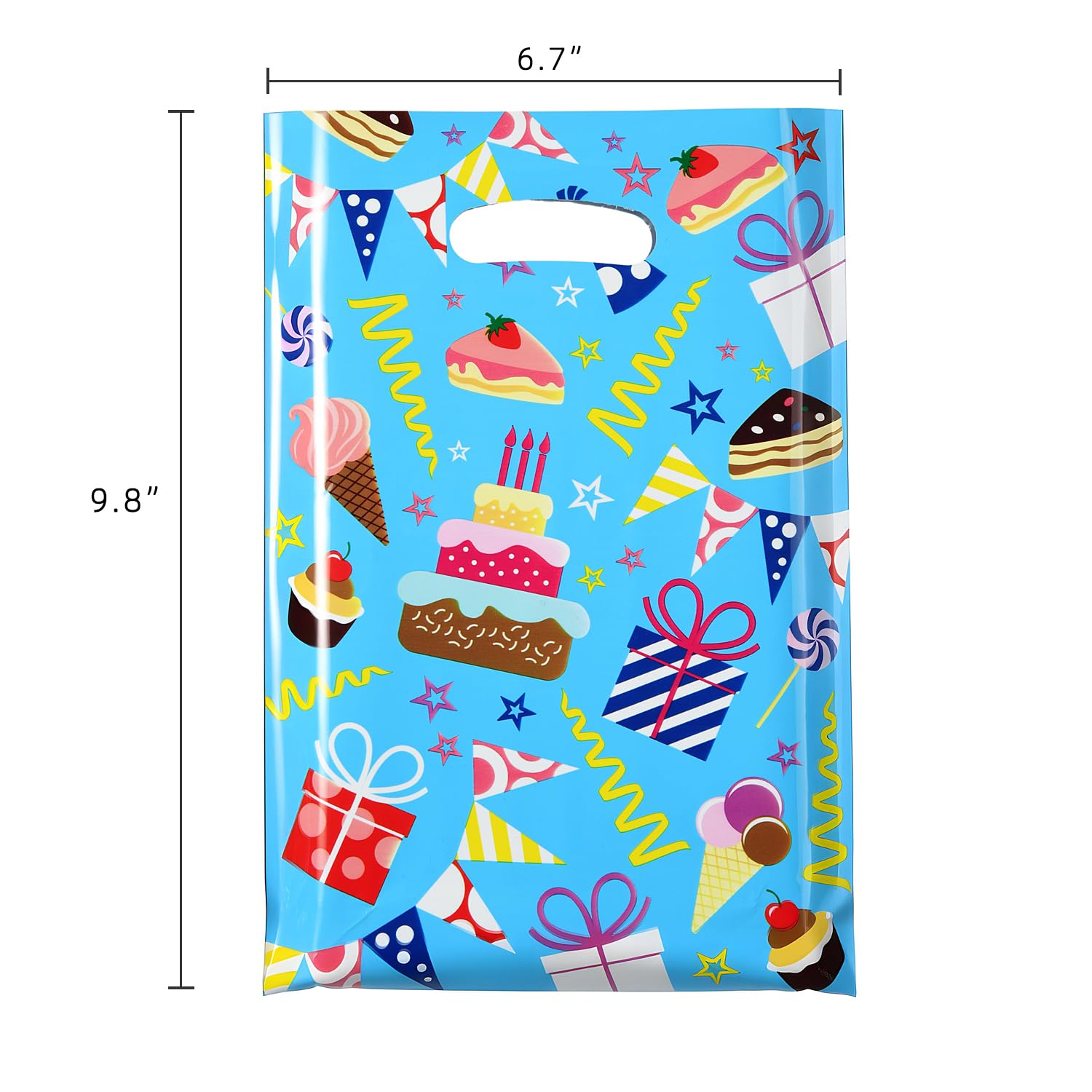 SUNCOLOR Birthday Party Favor Bags, 32 Pack Goodie Bags with Handles, 9.8 x6.7 inches, Pink Blue