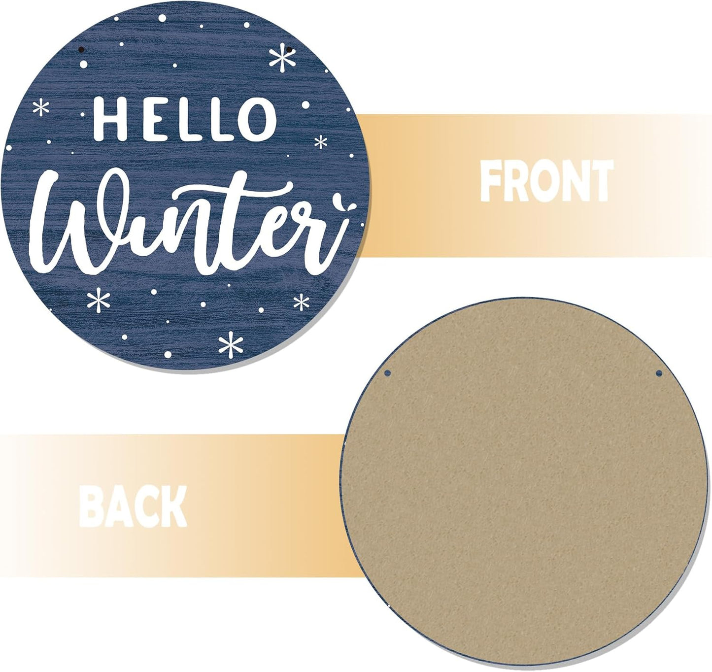 CGBHW Hello Winter Wooden Sign, Navy Blue Holiday Snowflake Hanging Sign Wall Decor for Room Home, Winter Wonderland Snowy Christmas Door Decor 12 x 6 Inch