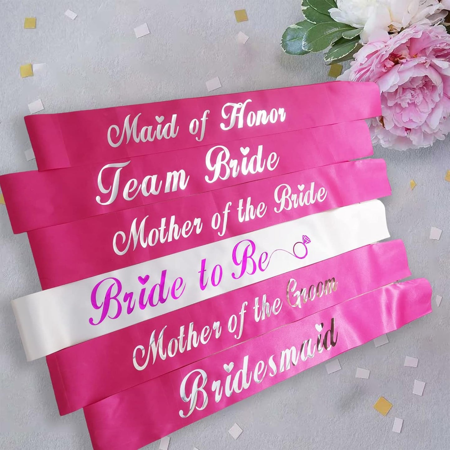 KETAOO Maid of Honor Sash, Maid of Honor Lace Sash for Bridal Shower Favors Engagement or Wedding Party Accessories Bachelorette Party Decorations KE0000038 White/Gold