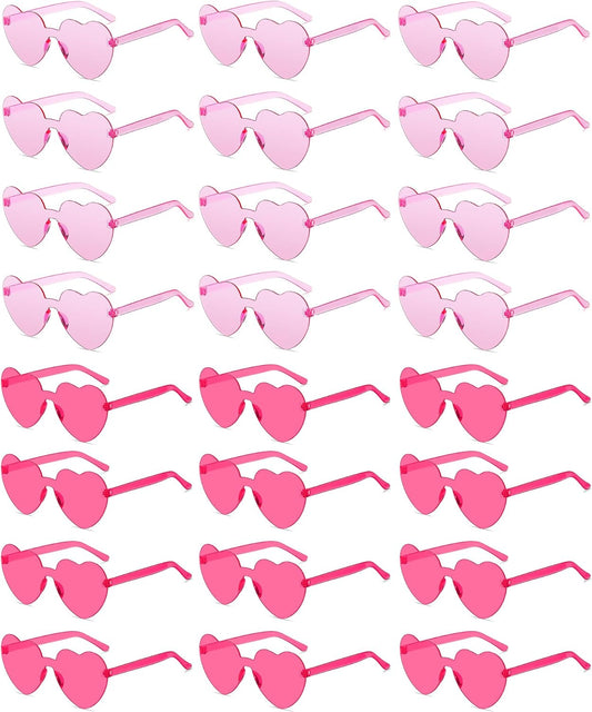 12/20/24 Pairs Heart Sunglasses for Women Men, Trendy Heart Shaped Rimless Transparent Sunglasses, Bachelorette Party