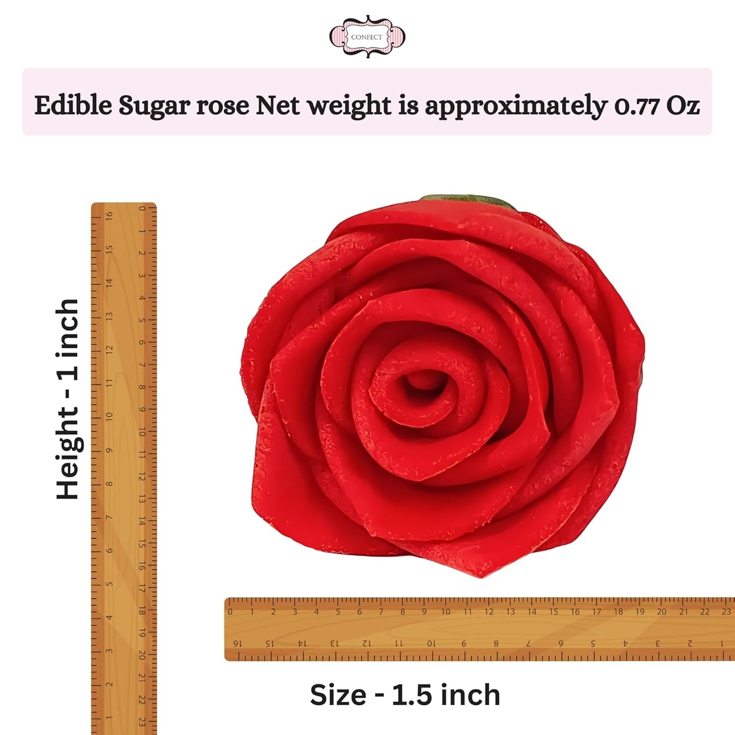 Confect Edible Rose Toppers – Confect Edible Ombre Rose Toppers – Pack of 12 Cupcake & Doughnut Toppers for Cake Decoration- Vegan, Gluten-Free, Soy-Free, Dairy-Free, Palm Oil-Free