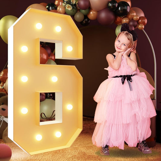 imprsv 4FT Marquee Numbers, Light Up Numbers 6 for 16th 60th Birthday Decorations, Large Light Up 6 Anniversary Party Deco, Pre-Cut Foam Board Kit