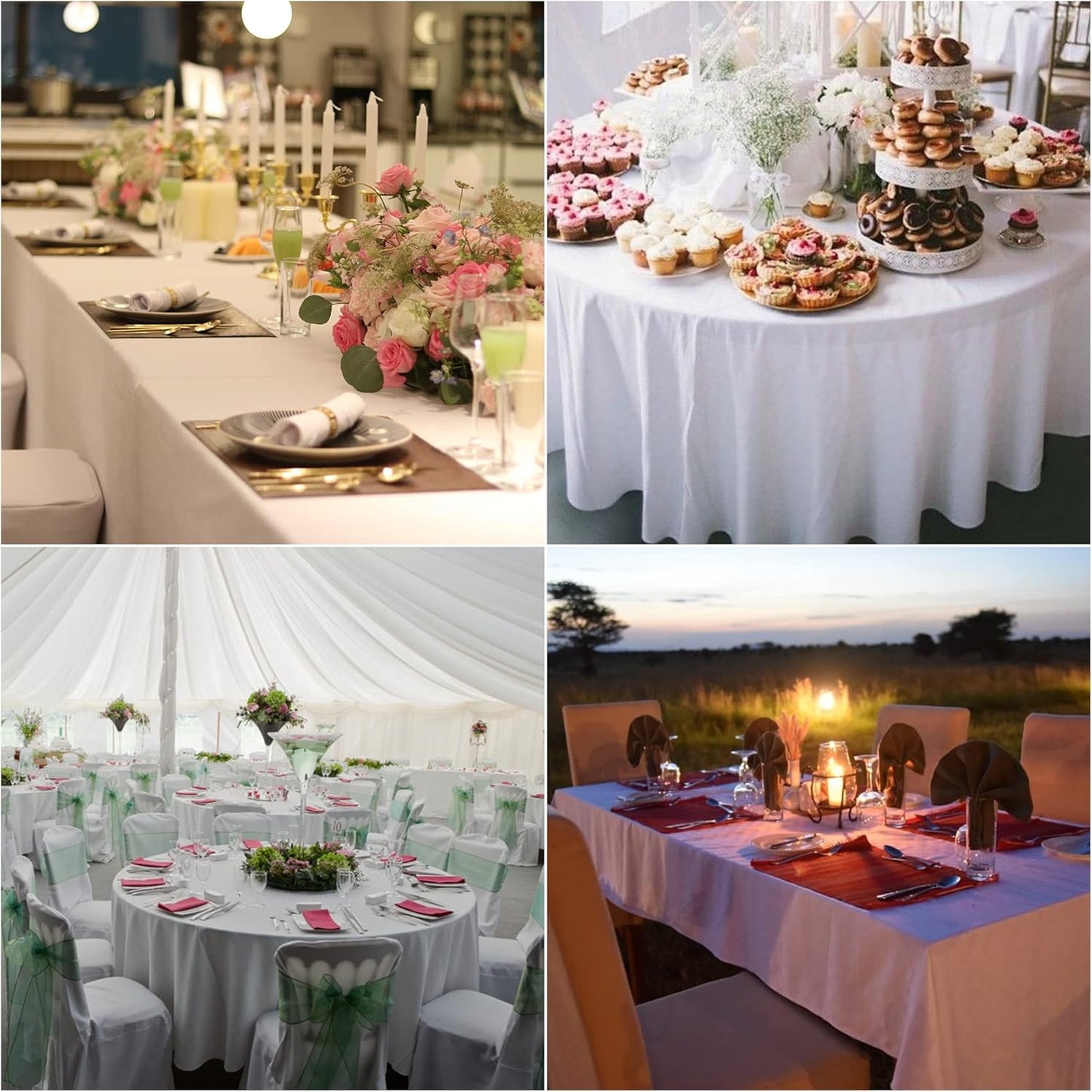 Fokitut 6 Pack Round Tablecloth, 70 Inch, Stain Resistant and Wrinkle Polyester Table Cloth, Fabric Table Cover for Kitchen Dining, Wedding, Party, Holiday Dinner-Blue Mist